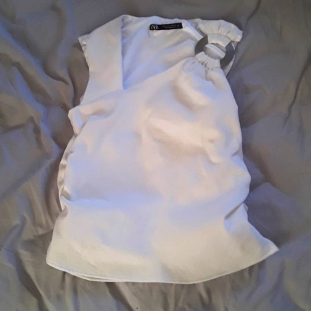 Zara White Tank Top with Ring Detail